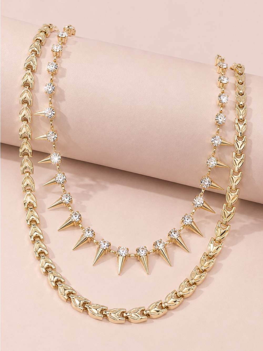 Rivet Rhinestone Necklace - Picture 2 of 2